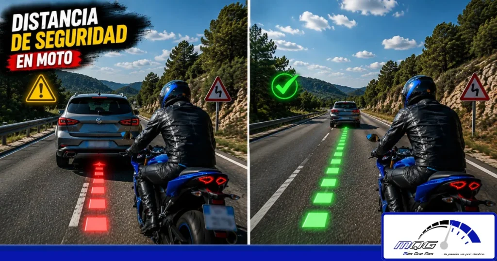 distancia de seguridad en moto entre motorista y vehículo delantero