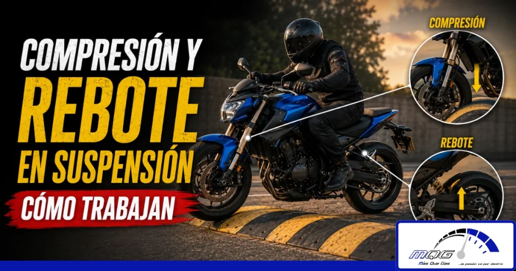 Qué hacen la compresión y el rebote en una suspensión de moto