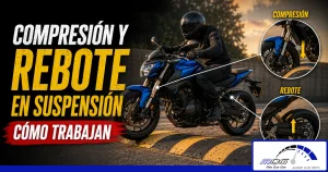 Qué hacen la compresión y el rebote en una suspensión de moto