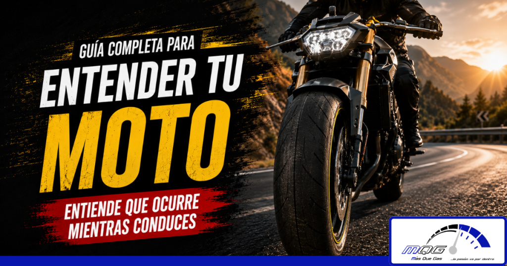 Motorista conduciendo una moto para representar cómo sus acciones influyen en el comportamiento de la moto