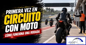 Motoristas durante una jornada de tandas en su primera vez en circuito con moto