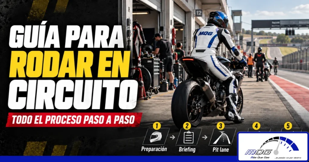 Motorista rodando en circuito con su moto durante una jornada de tandas