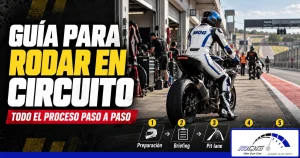 Motorista rodando en circuito con su moto durante una jornada de tandas